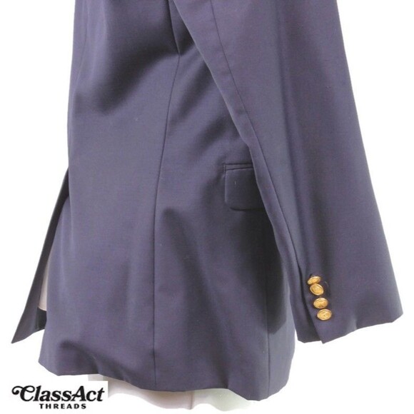 Lauren Ralph Lauren 100% Wool Blazer Mens Navy Blue 2 Gold Buttons Classic 42L - Picture 4 of 10